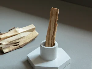 Quemador De Incienso Palo Santo O Porta Vela De Concreto Geométrico. Color Blanco