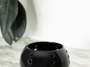 Maceta con Forma de Esfera para orquídea Grande. Calado Línea. Color Negro.