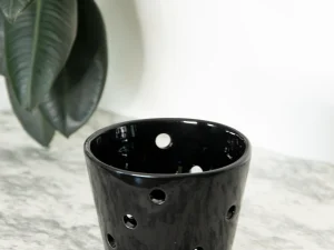 Maceta De Cerámica Esmaltada para Orquídea Chica Forma de Vaso Negro