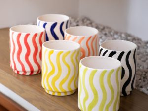 Maceta Cerámica Cilindro Alto 15x20 Bicolor