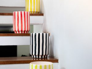 Maceta Cerámica Cilindro Alto 15x20 Bicolor