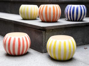 Maceta Cerámica Esfera 15x13 Bicolor